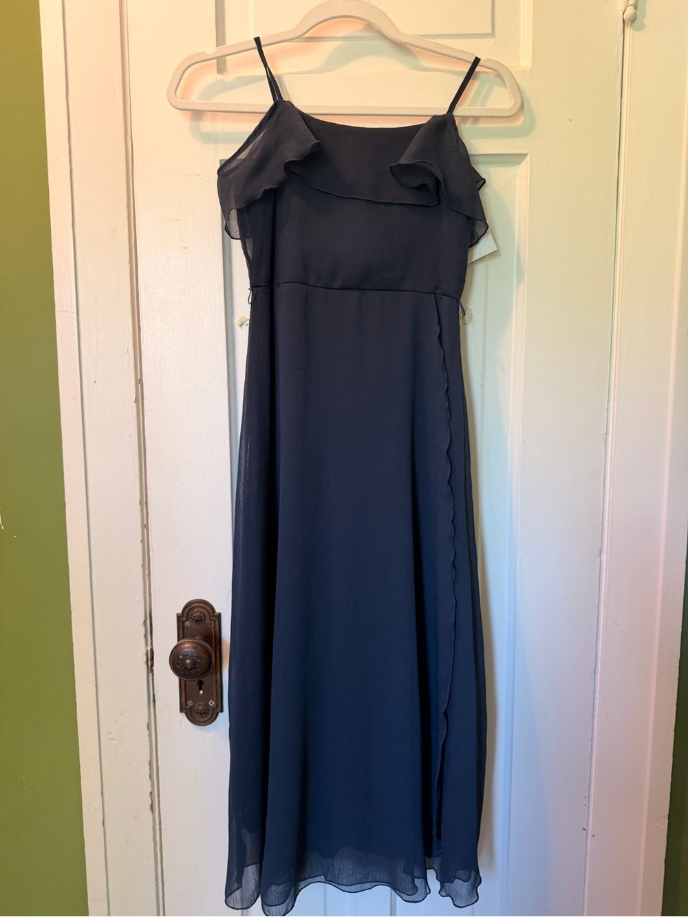 Girls' Navy Ruffle Strap Maxi Dress - Unbranded